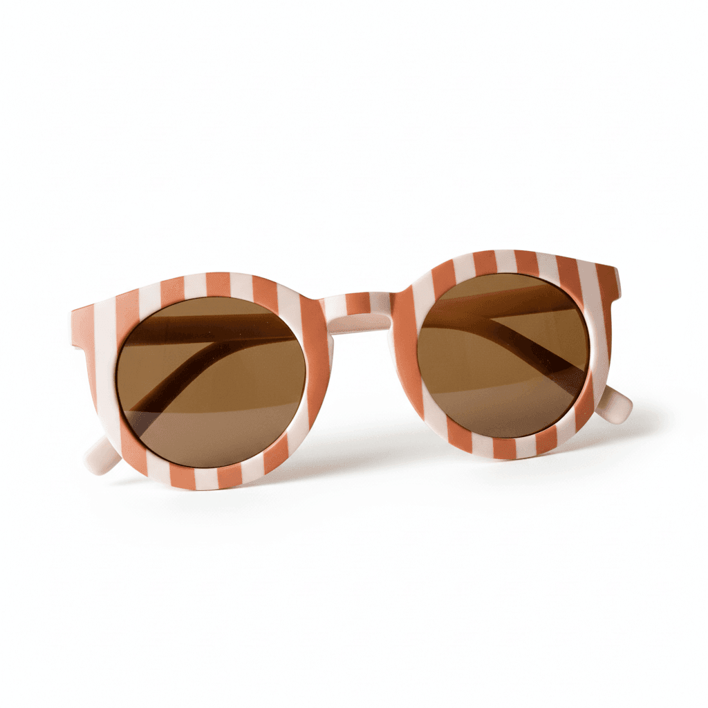 Gafas de sol infantiles UV400 rayadas en rosa suave y camel