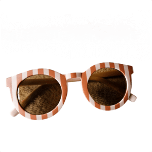 Gafas de sol infantiles UV400 rayadas en rosa suave y camel