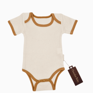 Body de bebé Chocolat Baby de manga corta color crema y marrón-vista delantera