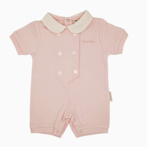 Pijama rosa de una pieza para bebé de 6 meses de la marca Chocolat Baby, hecho de 100% algodón.