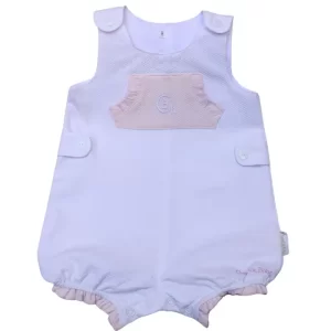 Mono bebé blanco y rosa Chocolat Baby vista delantera