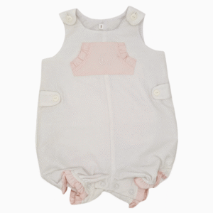 Mono bebé blanco y rosa Chocolat Baby vista delantera