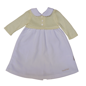 Vestido piqué y lana bebé beige Chocolat Baby