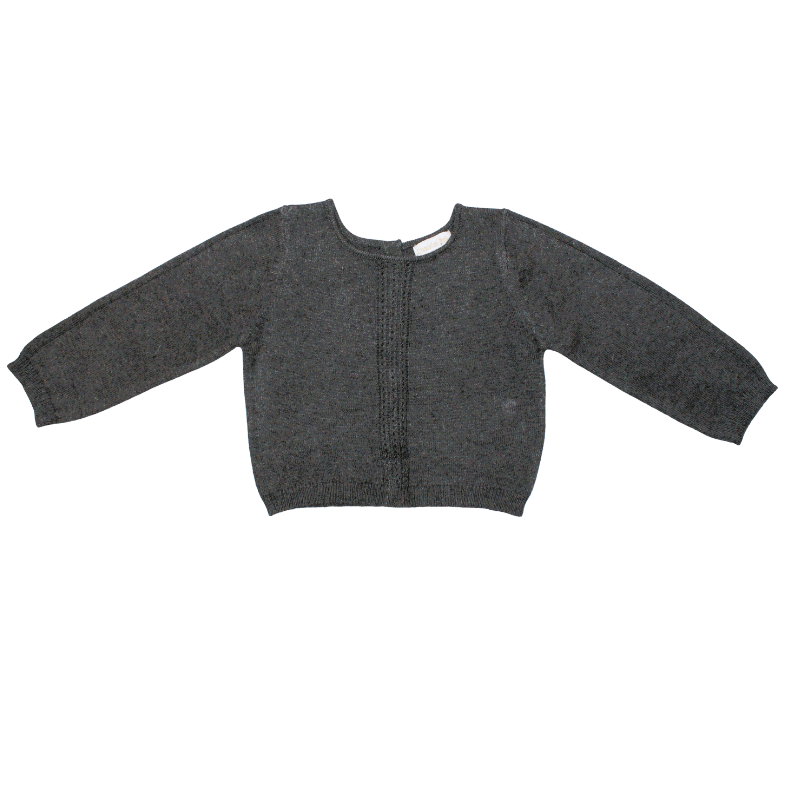 Jersey bebé gris de punto con botones detrás Chocolat Baby