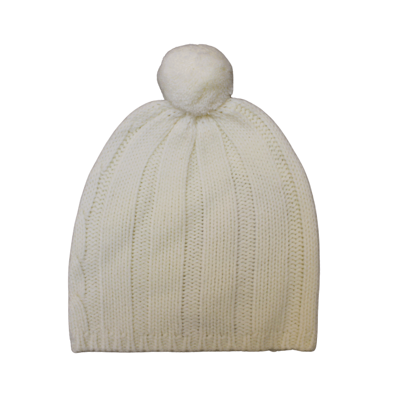 Gorro de lana con borla natural Chocolat Baby